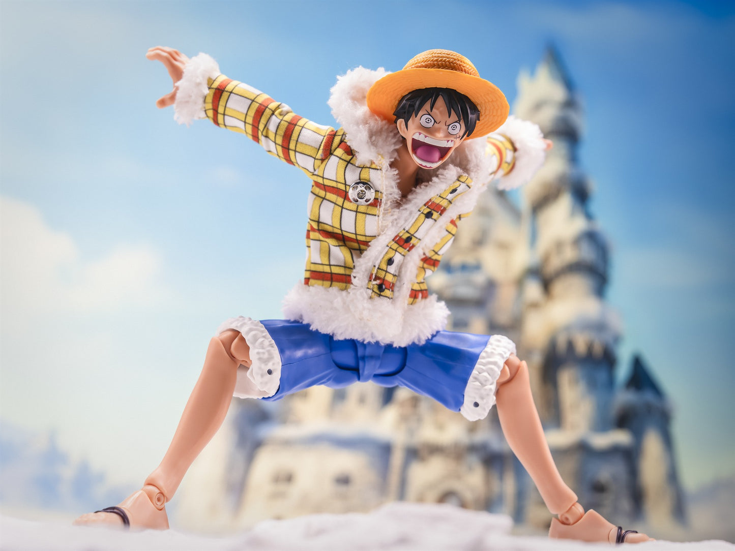 Custom 1/12 Clothing Accessories Clothes for S.H.Figuarts Luffy Dressrosa Plaid Outfit