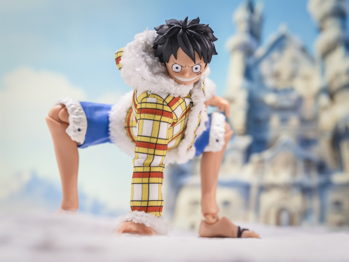 Custom 1/12 Clothing Accessories Clothes for S.H.Figuarts Luffy Dressrosa Plaid Outfit