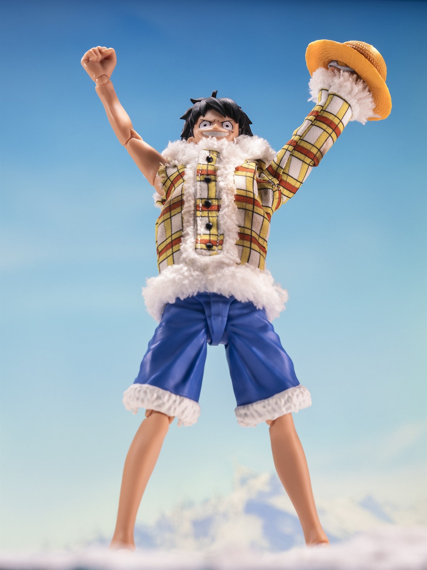 Custom 1/12 Clothing Accessories Clothes for S.H.Figuarts Luffy Dressrosa Plaid Outfit