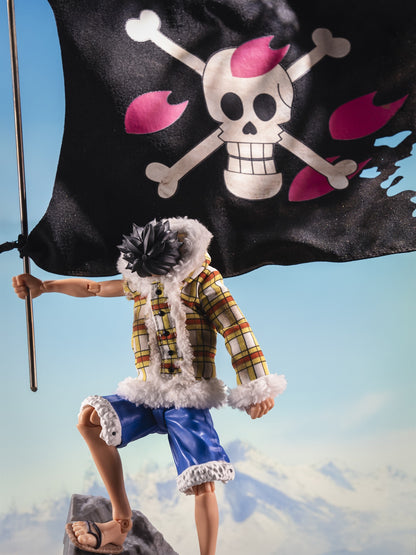 Custom 1/12 Clothing Accessories Clothes for S.H.Figuarts Luffy Dressrosa Plaid Outfit