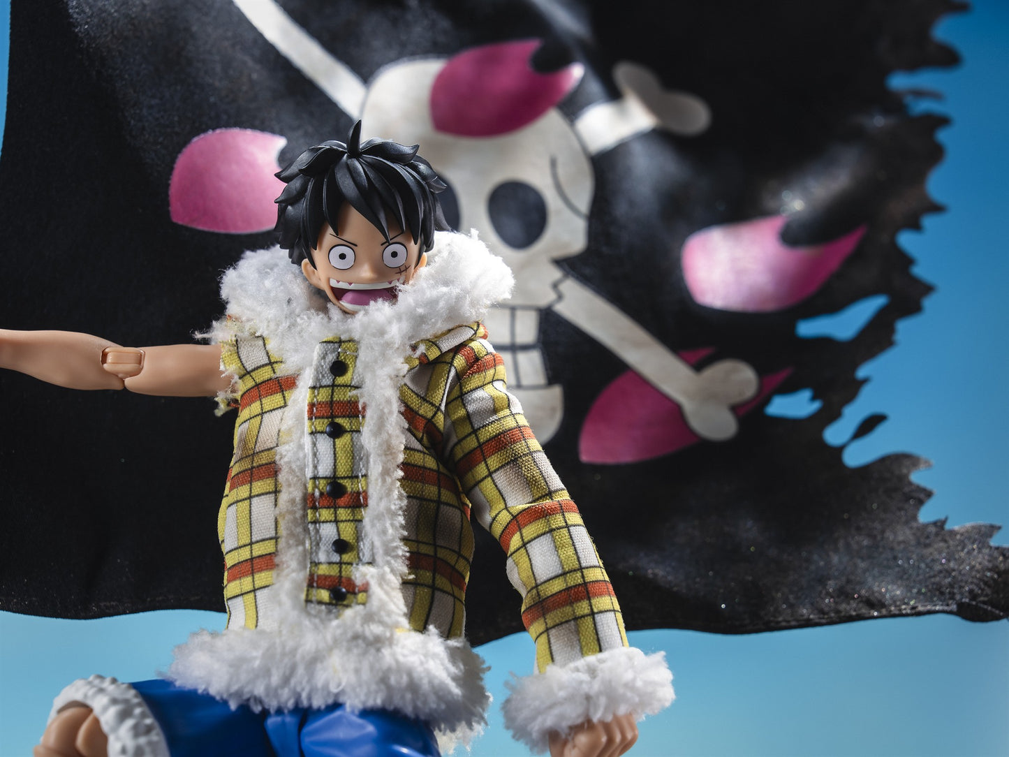 Custom 1/12 Clothing Accessories Clothes for S.H.Figuarts Luffy Dressrosa Plaid Outfit