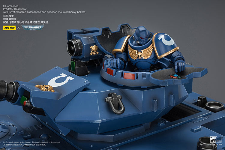 (Pre-Order) Warhammer 40k Ultramarines Predator Destructor with turret-mounted autocannon and sponson-mounted heavy bolters