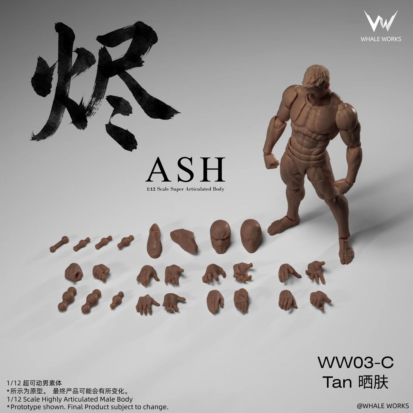 (Pre-Order) Whale Works 1/12 Super Articulated Male Body ASH action figure