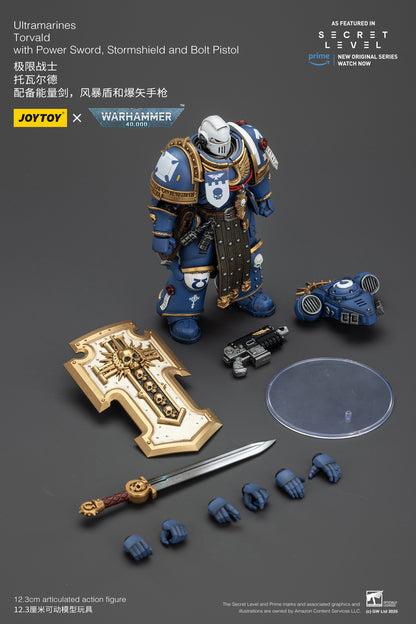 JOY TOY Warhammer 40k Ultramarines Torvald with Power Sword, Stormshield and Bolt Pistol