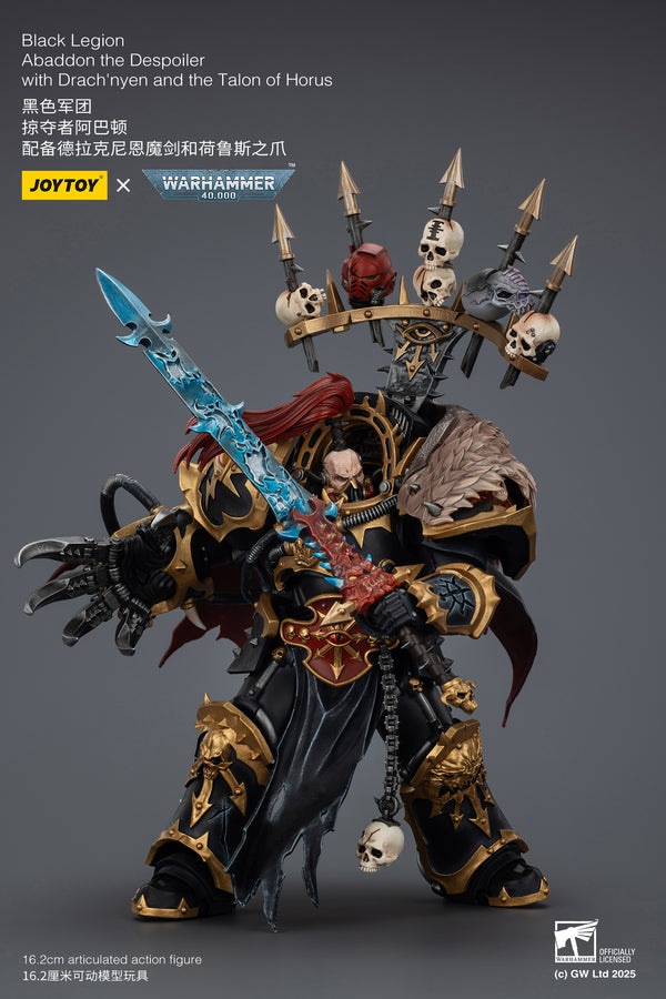 JOY TOY Warhammer 40k Black Legion Abaddon the Despoiler with Drach'nyen and the Talon of Horus