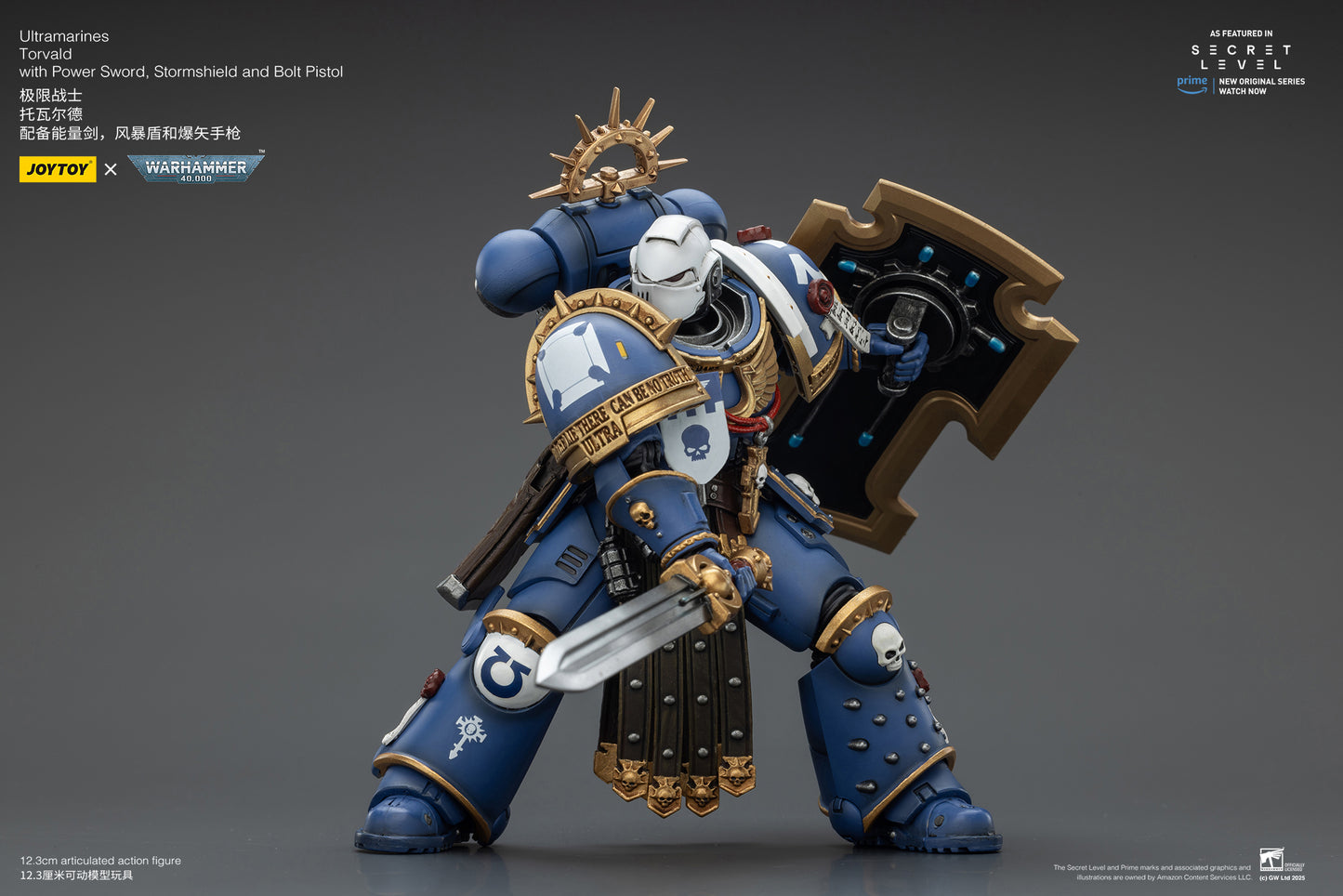JOY TOY Warhammer 40k Ultramarines Torvald with Power Sword, Stormshield and Bolt Pistol