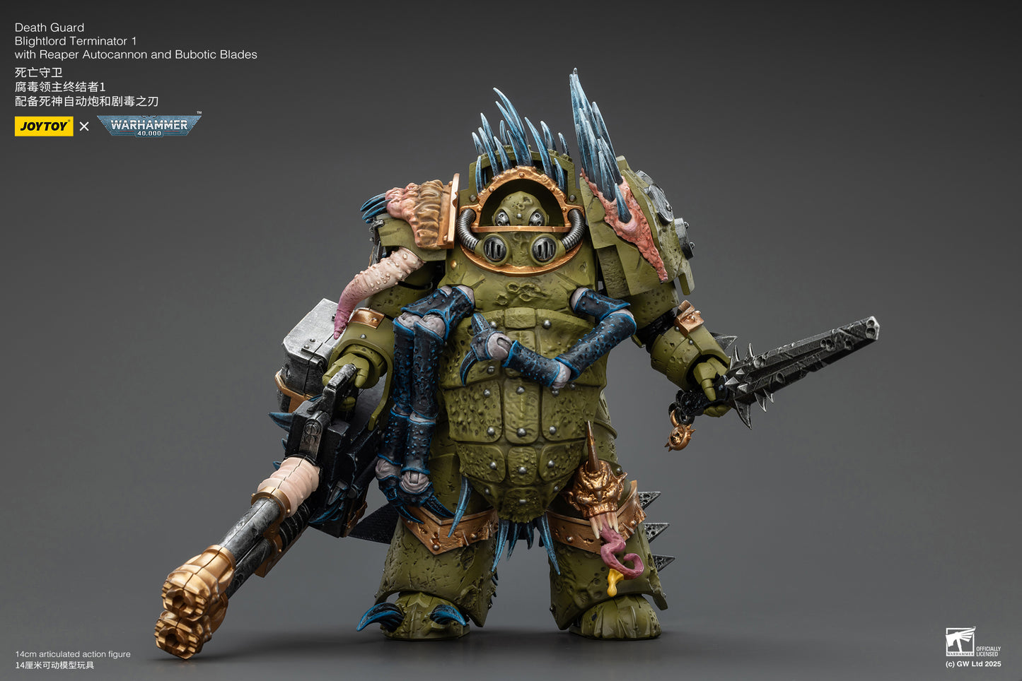 (Pre-Order) JOY TOY Warhammer 40k Death Guard Blightlord Terminator 1 with Reaper Autocannon and Bubotic Blades