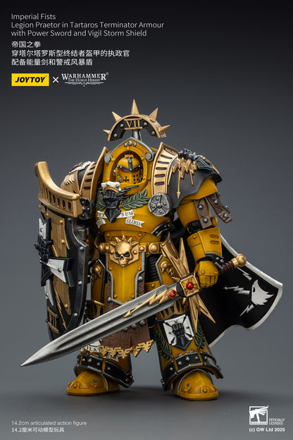 (Pre-Order) JOY TOY Warhammer Imperial Fists Legion Praetor in Tartaros Terminator Armour with Power Sword and Vigil Storm Shield