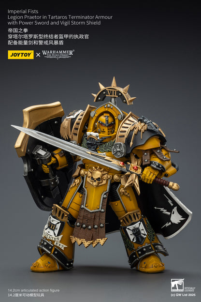 (Pre-Order) JOY TOY Warhammer Imperial Fists Legion Praetor in Tartaros Terminator Armour with Power Sword and Vigil Storm Shield