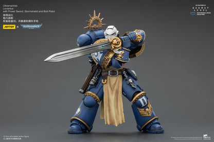JOY TOY Warhammer 40k Ultramarines Levantus with Power Sword, Stormshield and Bolt Pistol