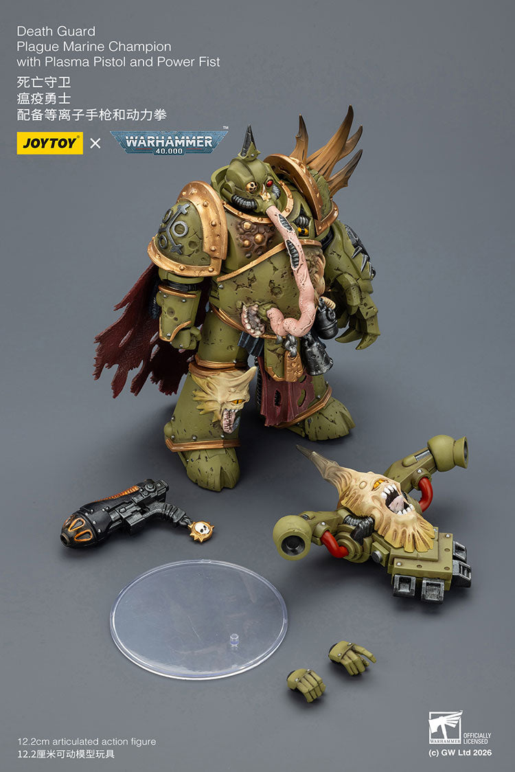 JOY TOY Warhammer 40k Death Guard Plague Marine Champion with Plasma Pistol and Power Fist