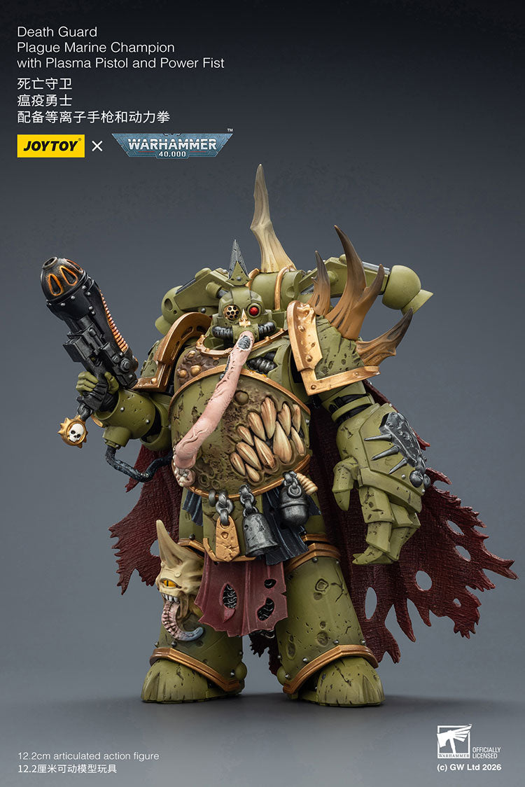 JOY TOY Warhammer 40k Death Guard Plague Marine Champion with Plasma Pistol and Power Fist