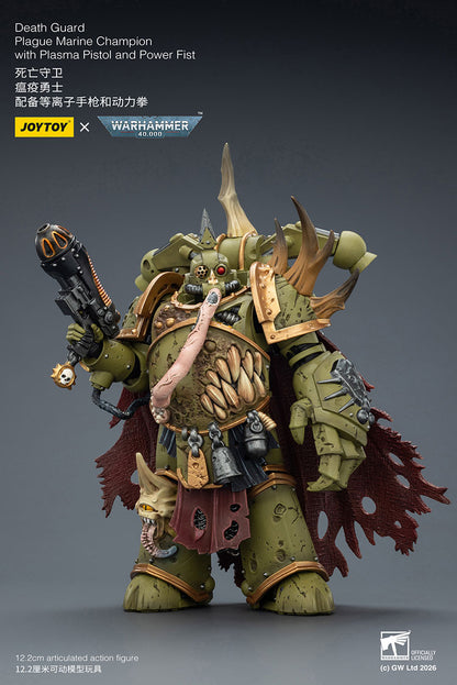 JOY TOY Warhammer 40k Death Guard Plague Marine Champion with Plasma Pistol and Power Fist