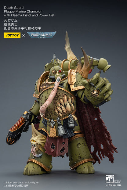 JOY TOY Warhammer 40k Death Guard Plague Marine Champion with Plasma Pistol and Power Fist