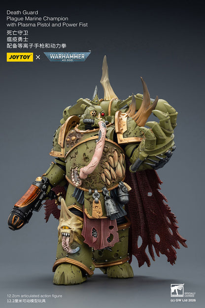 JOY TOY Warhammer 40k Death Guard Plague Marine Champion with Plasma Pistol and Power Fist