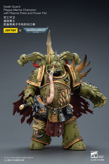 JOY TOY Warhammer 40k Death Guard Plague Marine Champion with Plasma Pistol and Power Fist