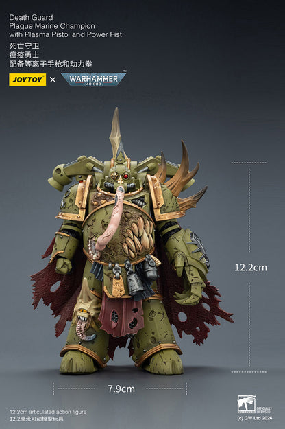 JOY TOY Warhammer 40k Death Guard Plague Marine Champion with Plasma Pistol and Power Fist