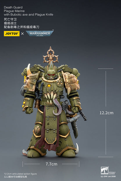 JOY TOY Warhammer 40k Death Guard Plague Marine with Bubotic axe and Plague Knife
