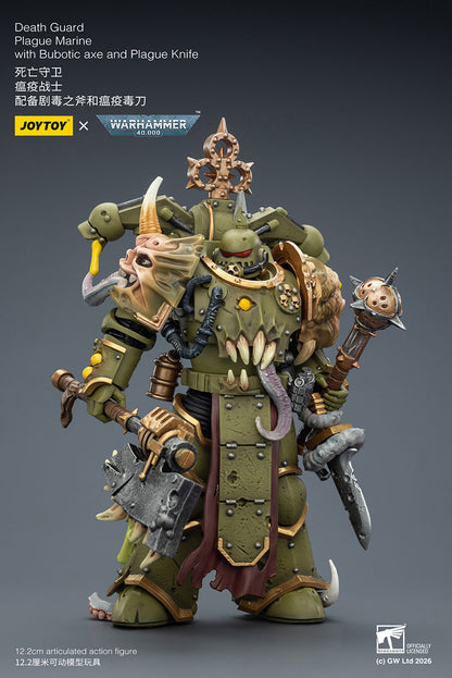 JOY TOY Warhammer 40k Death Guard Plague Marine with Bubotic axe and Plague Knife