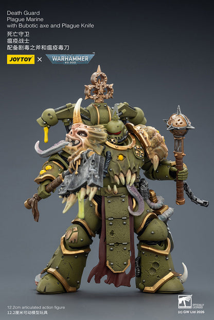 JOY TOY Warhammer 40k Death Guard Plague Marine with Bubotic axe and Plague Knife