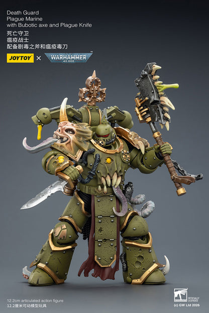 JOY TOY Warhammer 40k Death Guard Plague Marine with Bubotic axe and Plague Knife