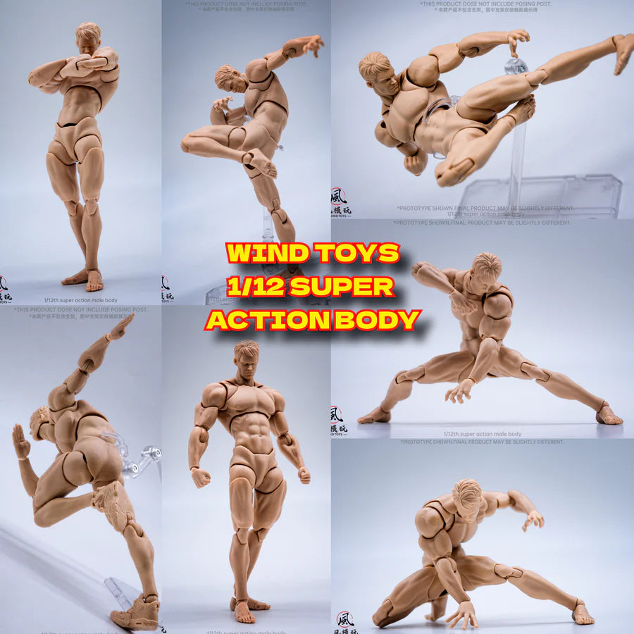 (Pre-Order) WIND TOYS 1/12 Super Action Male Body Figure White/Yellow/Tan