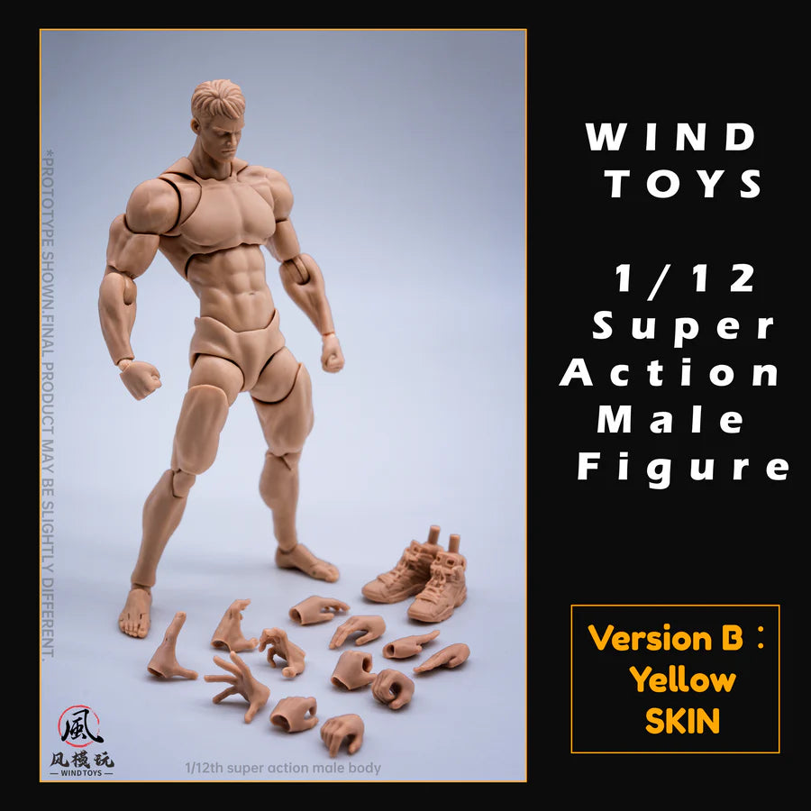 (Pre-Order) WIND TOYS 1/12 Super Action Male Body Figure White/Yellow/Tan