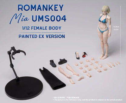 (Pre-Order) Romankey 1/12 Mia UMS004 female body action figure Unpainted and Ex Painted