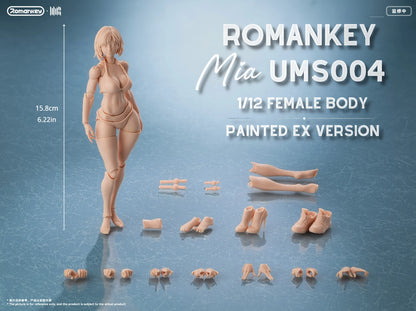 (Pre-Order) Romankey 1/12 Mia UMS004 female body action figure Unpainted and Ex Painted