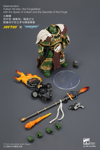 (Pre-Order) Warhammer 40k Salamanders Vulkan He'stan, the Forgefather with the Spear of Vulkan and the Gauntlet of the Forge