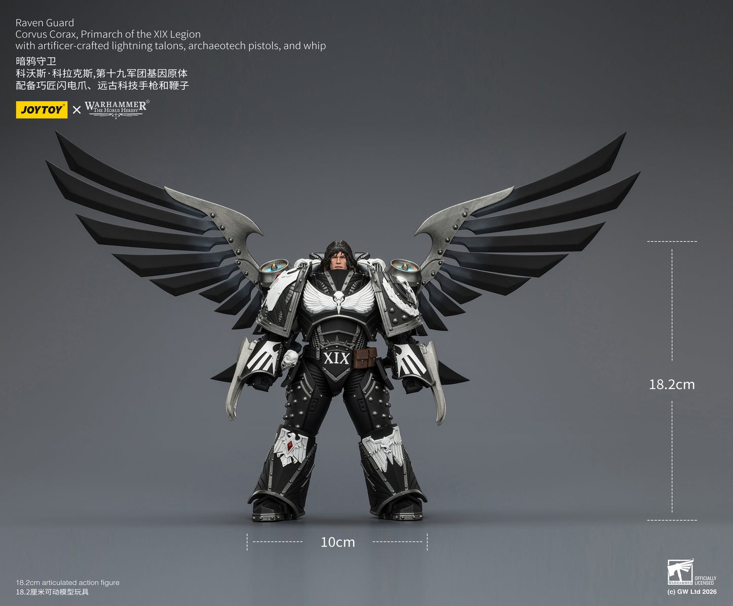 (Pre-Order) Warhammer The Horus Heresy Raven Guard Corvus Corax, Primarch of the XIX Legion with artificer-crafted lightning talons, archaeotech pistols, and whip