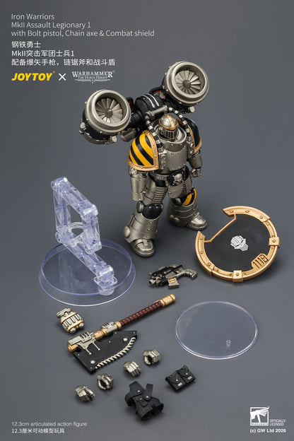 (Pre-Order) Warhammer The Horus Heresy Iron Warriors MkII Assault Legionary 1 with Bolt pistol, Chain axe & Combat shield