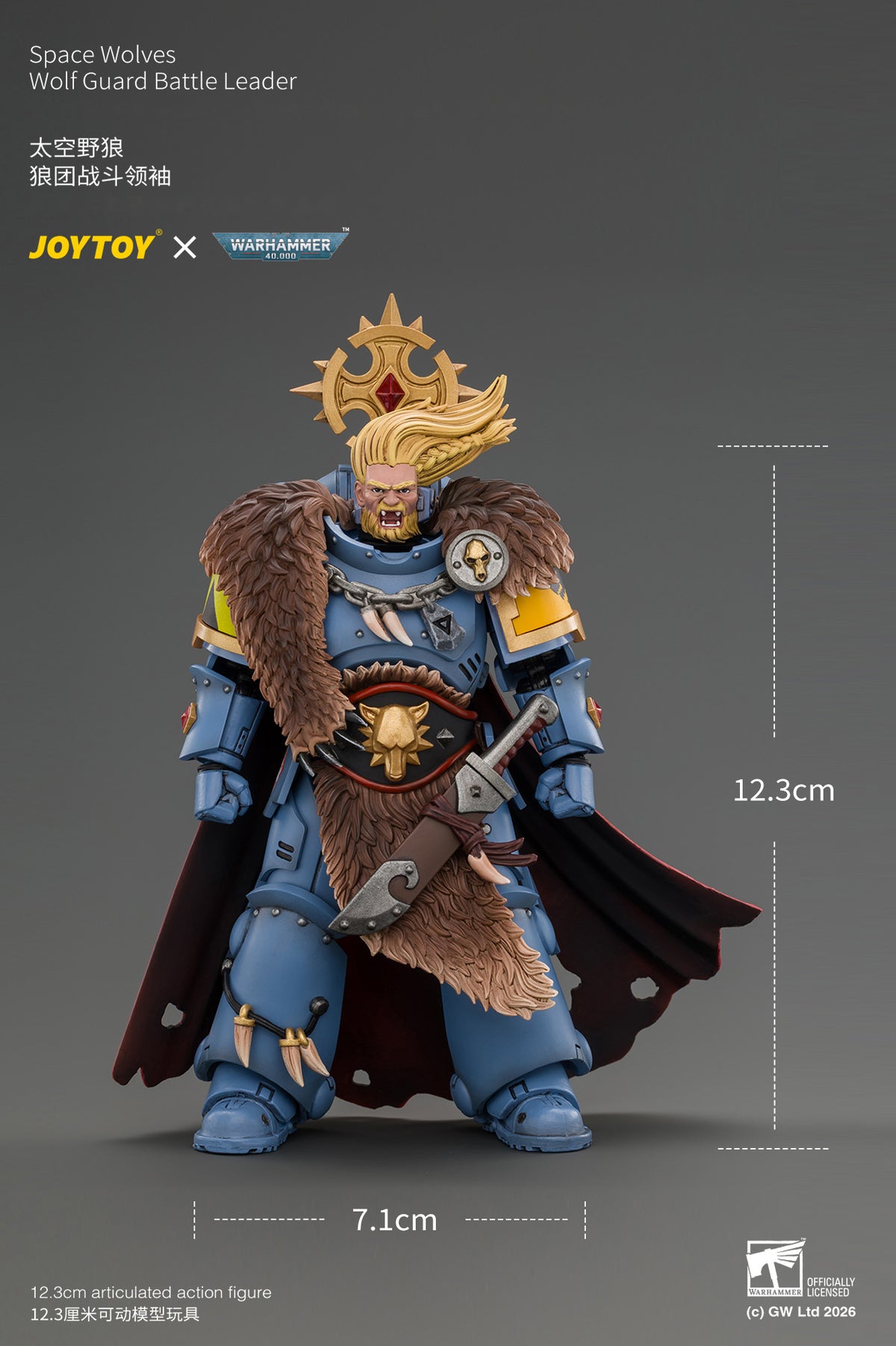 (Pre-Order) Warhammer 40k Space Wolves Wolf Guard Battle Leader with Master-crafted Power Weapon, Storm Shield, Thunder Hammer,Master-crafted Heavy Bolt Pistol, and Plasma Pistol