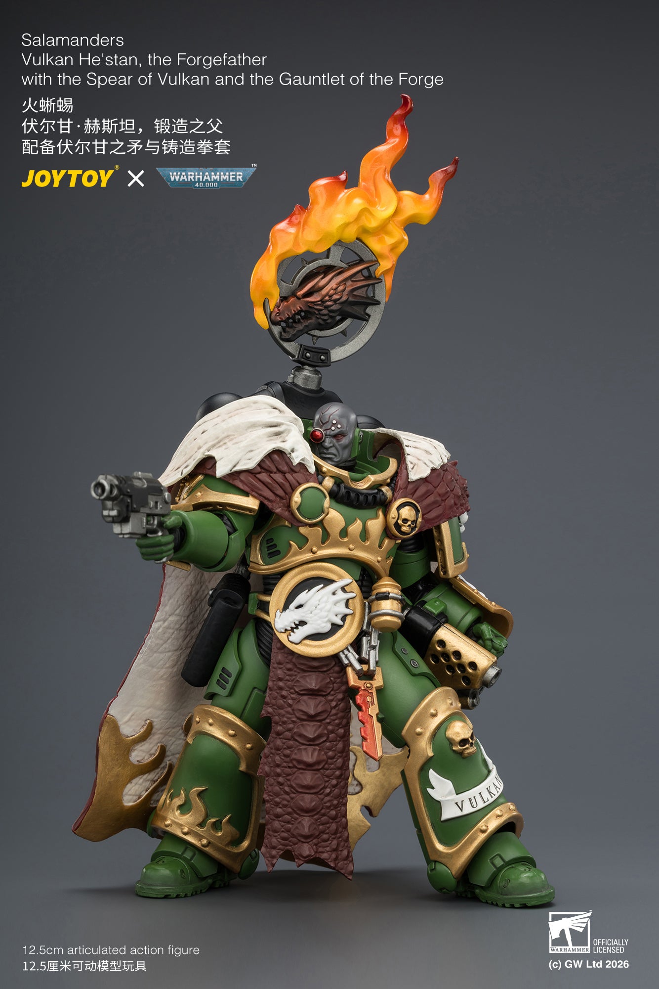 (Pre-Order) Warhammer 40k Salamanders Vulkan He'stan, the Forgefather with the Spear of Vulkan and the Gauntlet of the Forge