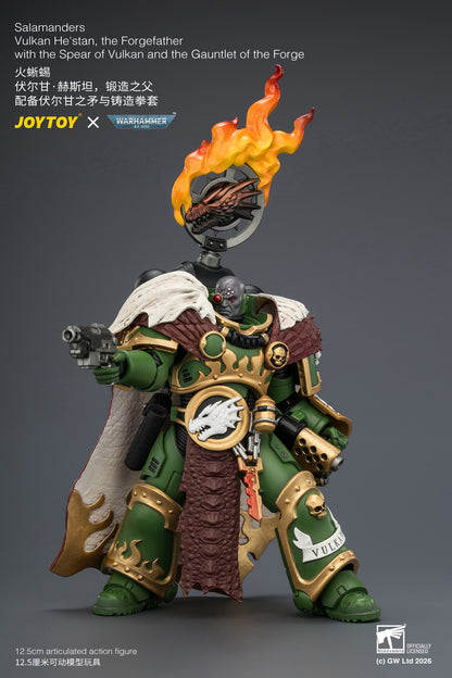 (Pre-Order) Warhammer 40k Salamanders Vulkan He'stan, the Forgefather with the Spear of Vulkan and the Gauntlet of the Forge