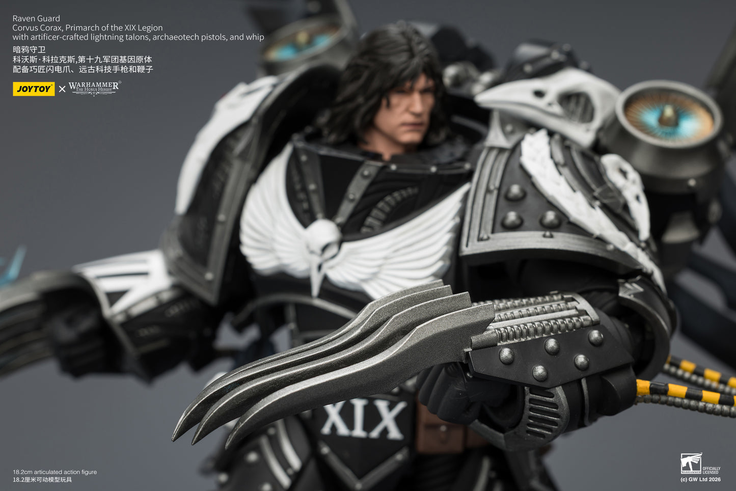 (Pre-Order) Warhammer The Horus Heresy Raven Guard Corvus Corax, Primarch of the XIX Legion with artificer-crafted lightning talons, archaeotech pistols, and whip