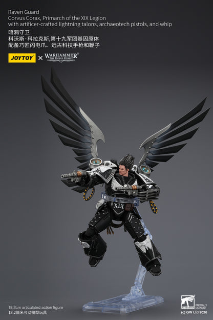 (Pre-Order) Warhammer The Horus Heresy Raven Guard Corvus Corax, Primarch of the XIX Legion with artificer-crafted lightning talons, archaeotech pistols, and whip