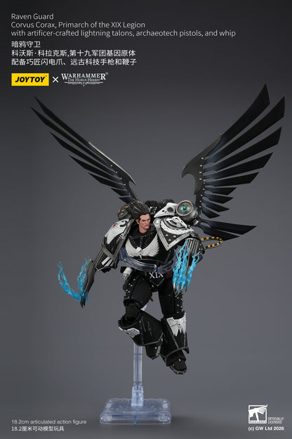 (Pre-Order) Warhammer The Horus Heresy Raven Guard Corvus Corax, Primarch of the XIX Legion with artificer-crafted lightning talons, archaeotech pistols, and whip