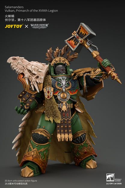 (Pre-Order) Warhammer The Horus Heresy Salamanders Vulkan, Primarch of the XVlllth Legion with Dawnbringer, The Furnace's Heart and Dragon's Breath Gauntlet