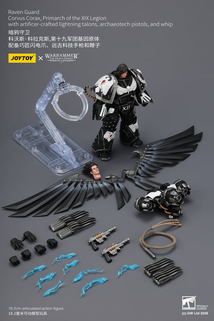 (Pre-Order) Warhammer The Horus Heresy Raven Guard Corvus Corax, Primarch of the XIX Legion with artificer-crafted lightning talons, archaeotech pistols, and whip