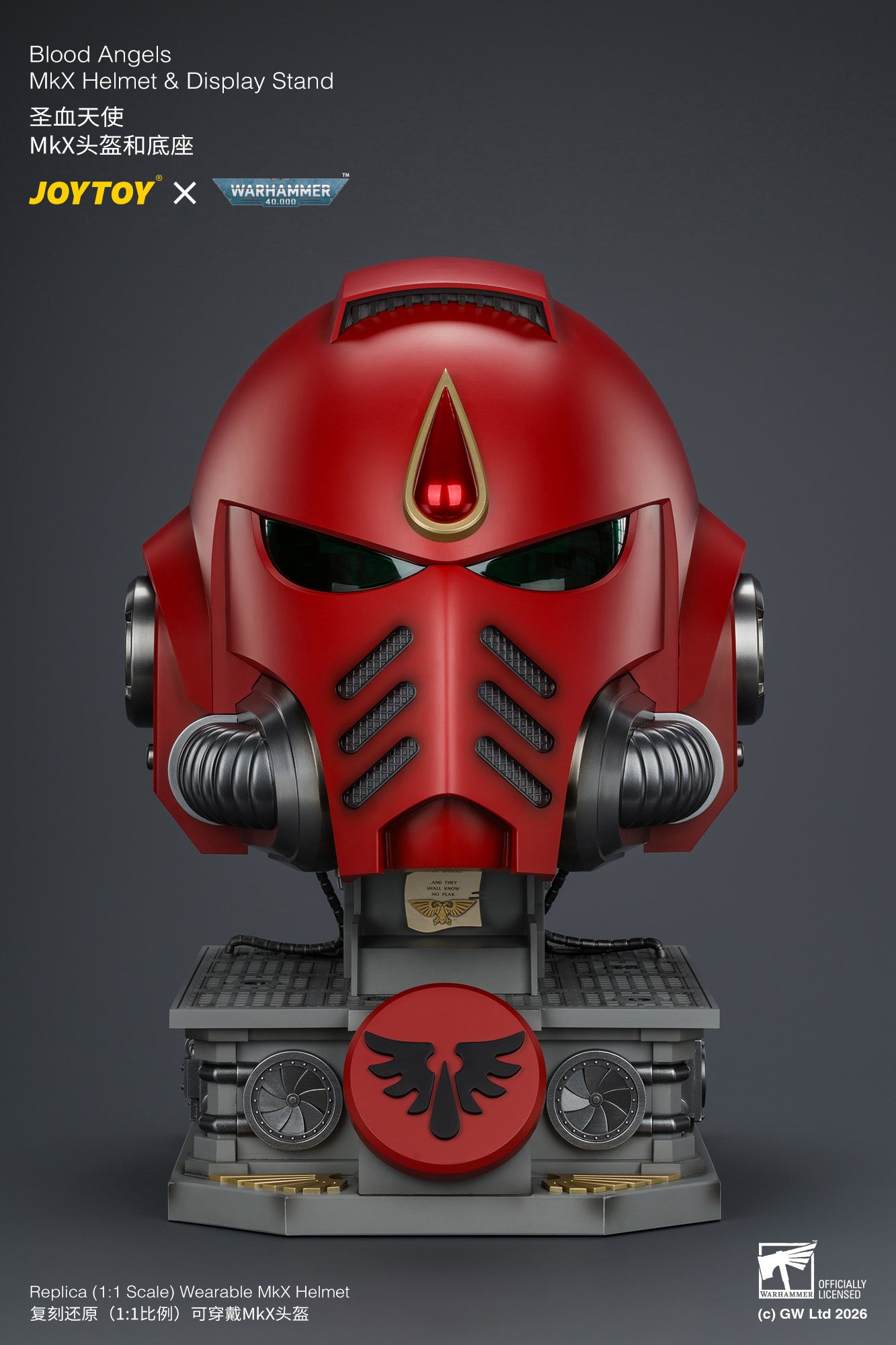 (Pre-Order) Warhammer 40k Blood Angels MkX Helmet & Display Stand