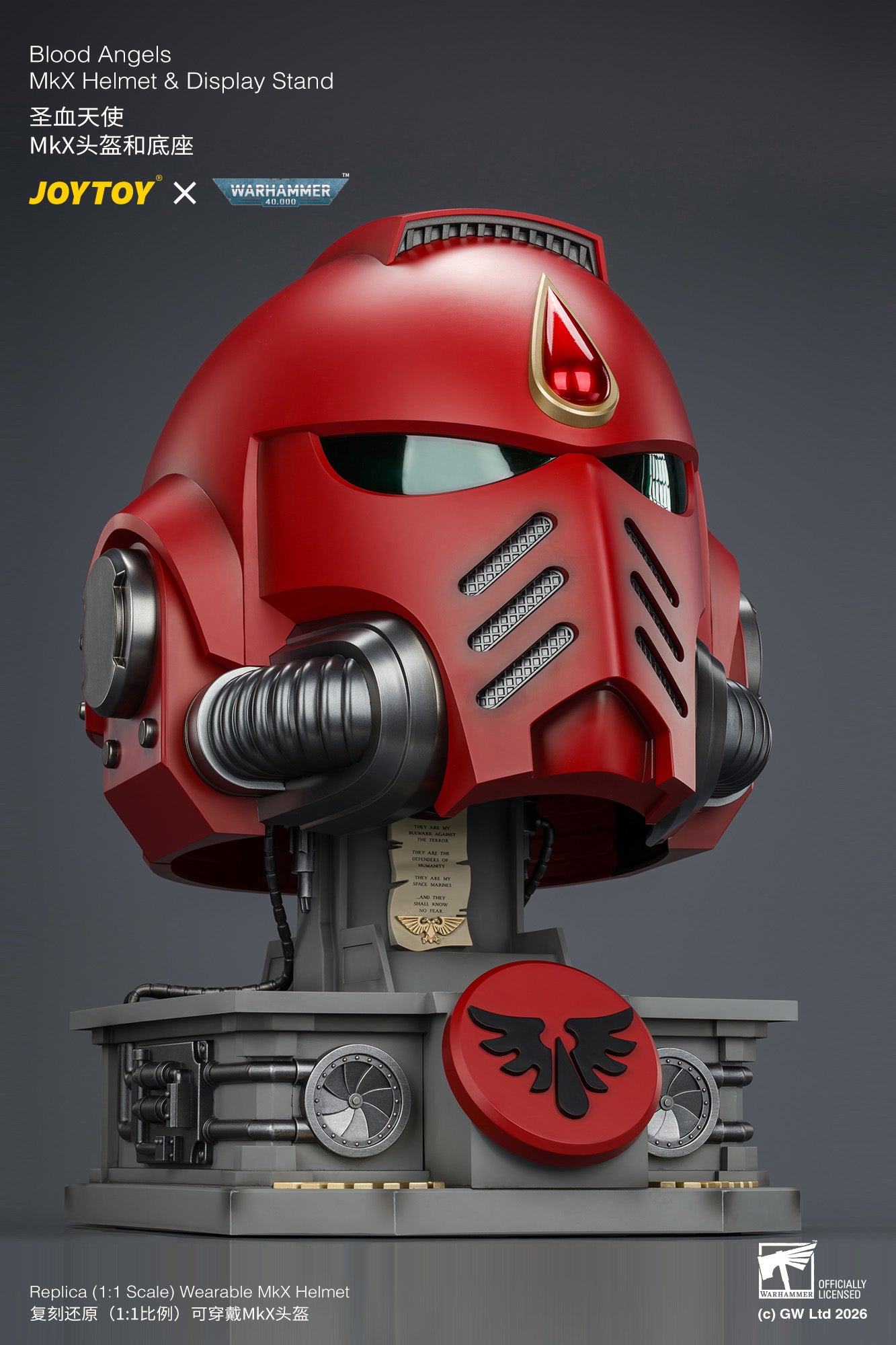 (Pre-Order) Warhammer 40k Blood Angels MkX Helmet & Display Stand