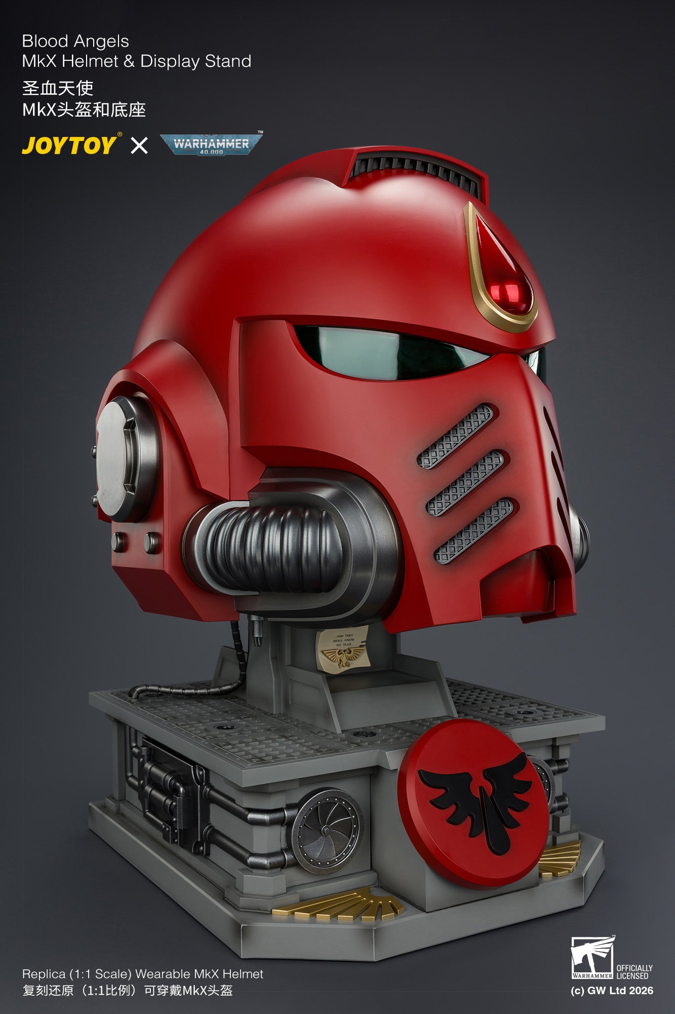 (Pre-Order) Warhammer 40k Blood Angels MkX Helmet & Display Stand