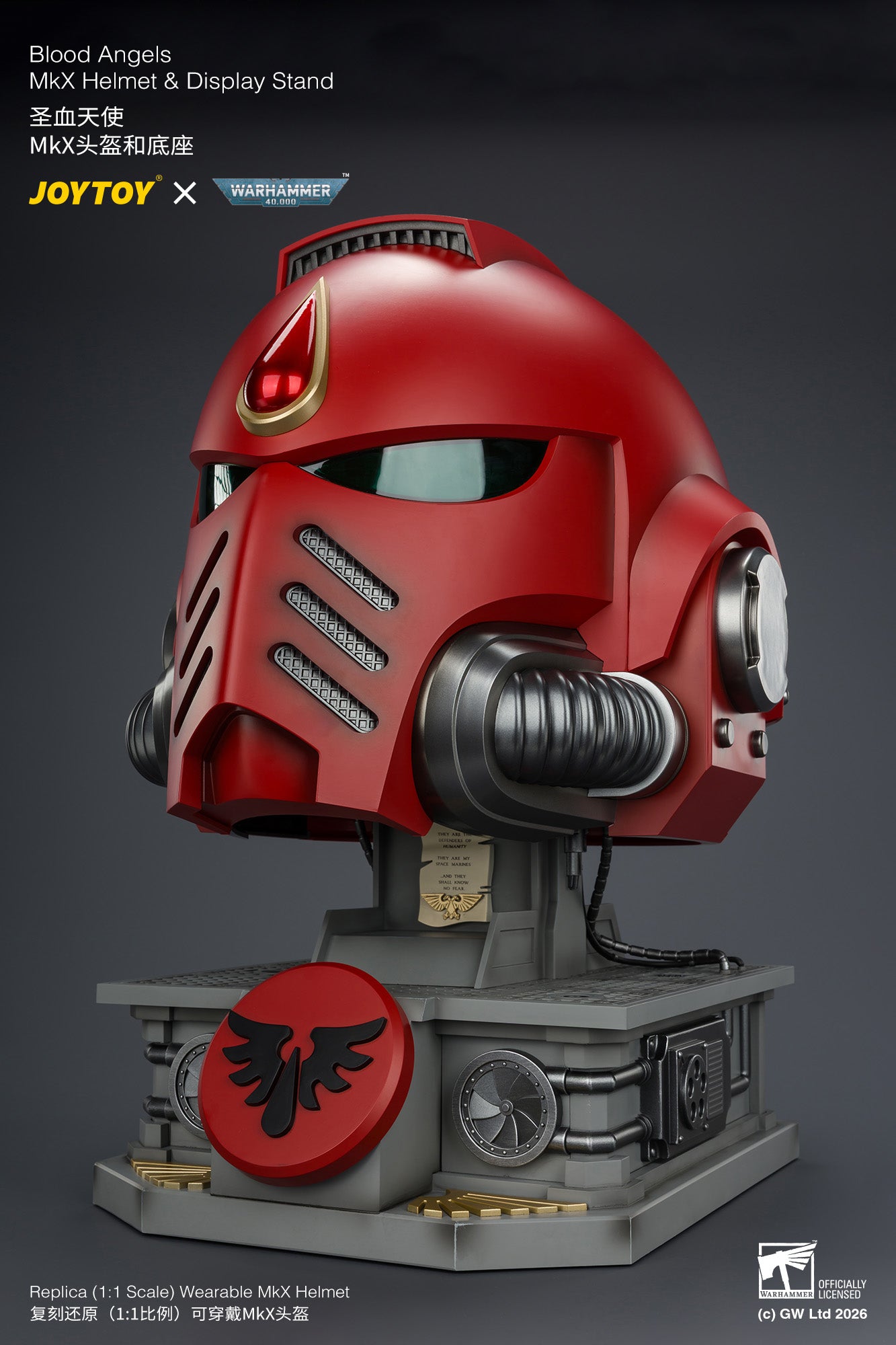 (Pre-Order) Warhammer 40k Blood Angels MkX Helmet & Display Stand