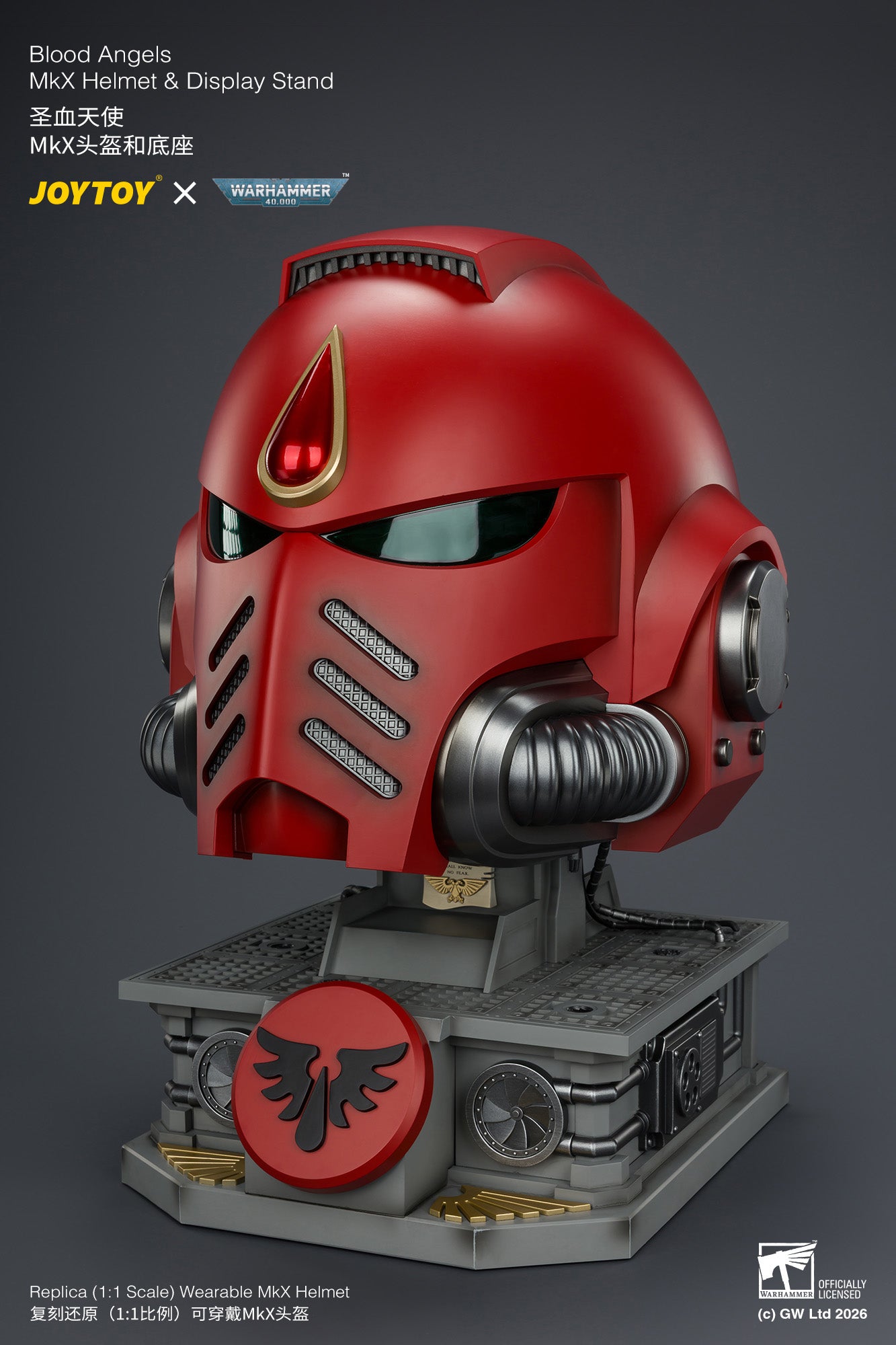 (Pre-Order) Warhammer 40k Blood Angels MkX Helmet & Display Stand