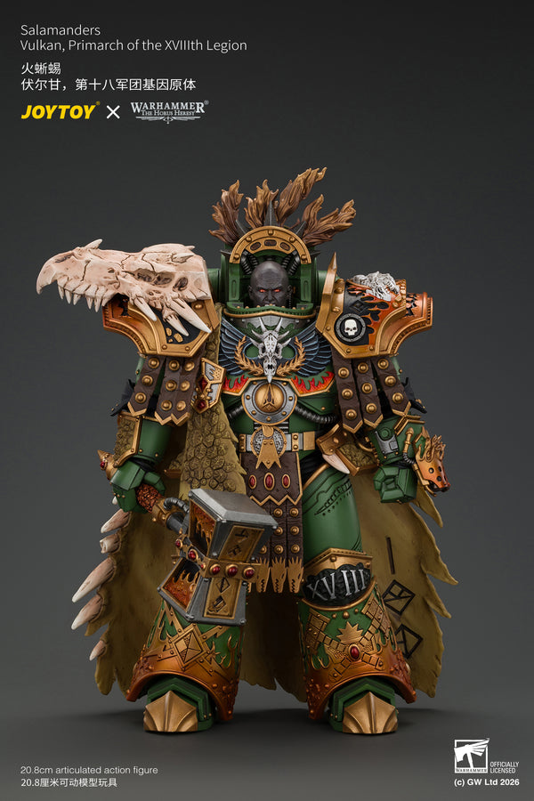 (Pre-Order) Warhammer The Horus Heresy Salamanders Vulkan, Primarch of the XVlllth Legion with Dawnbringer, The Furnace's Heart and Dragon's Breath Gauntlet