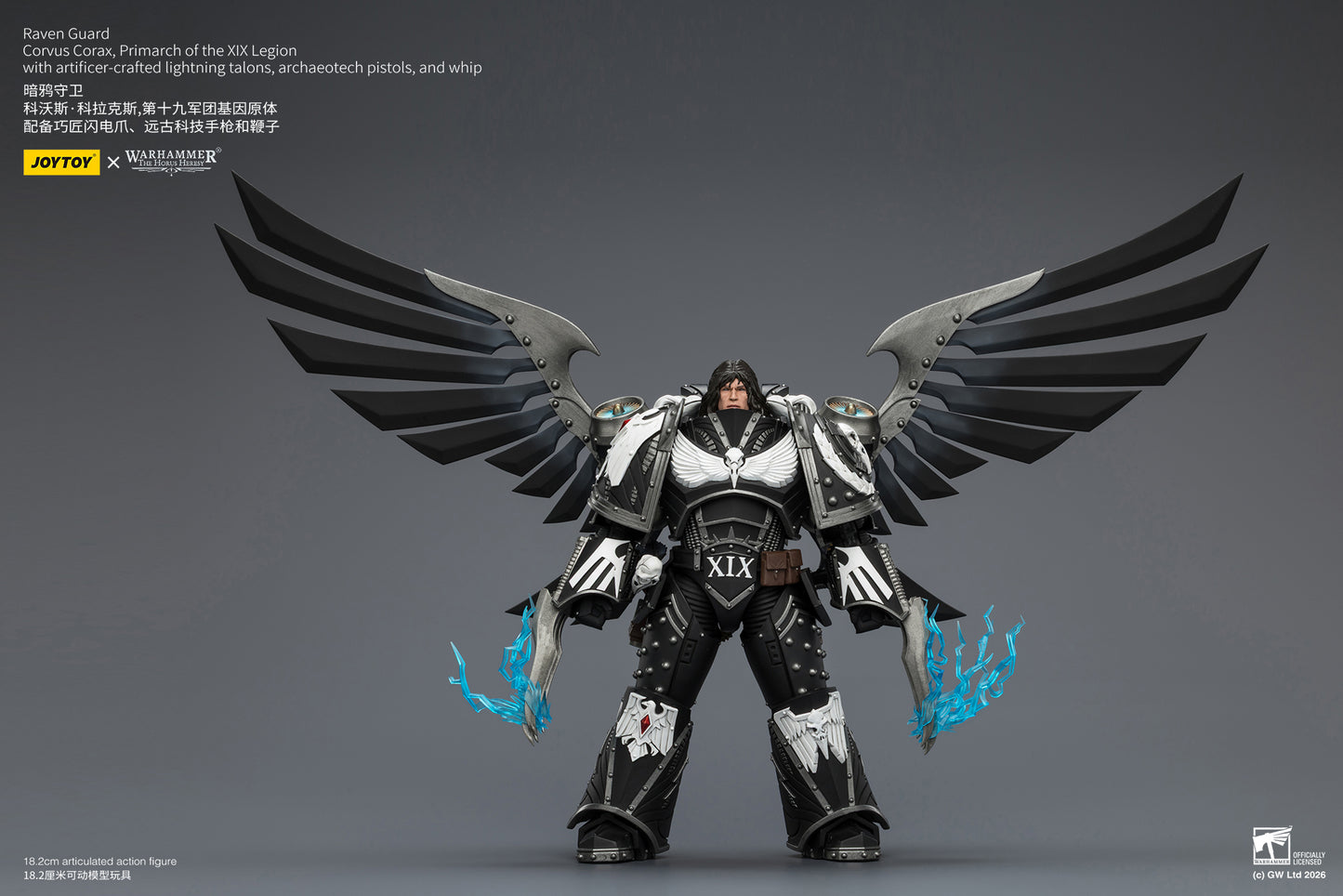 (Pre-Order) Warhammer The Horus Heresy Raven Guard Corvus Corax, Primarch of the XIX Legion with artificer-crafted lightning talons, archaeotech pistols, and whip