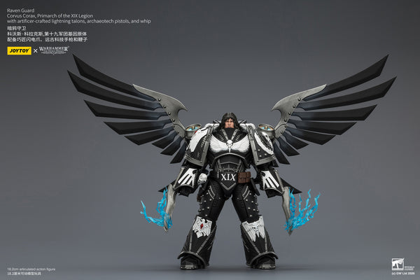 Warhammer The Horus Heresy Raven Guard Corvus Corax, Primarch of the XIX Legion with artificer-crafted lightning talons, archaeotech pistols, and whip