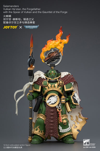 (Pre-Order) Warhammer 40k Salamanders Vulkan He'stan, the Forgefather with the Spear of Vulkan and the Gauntlet of the Forge