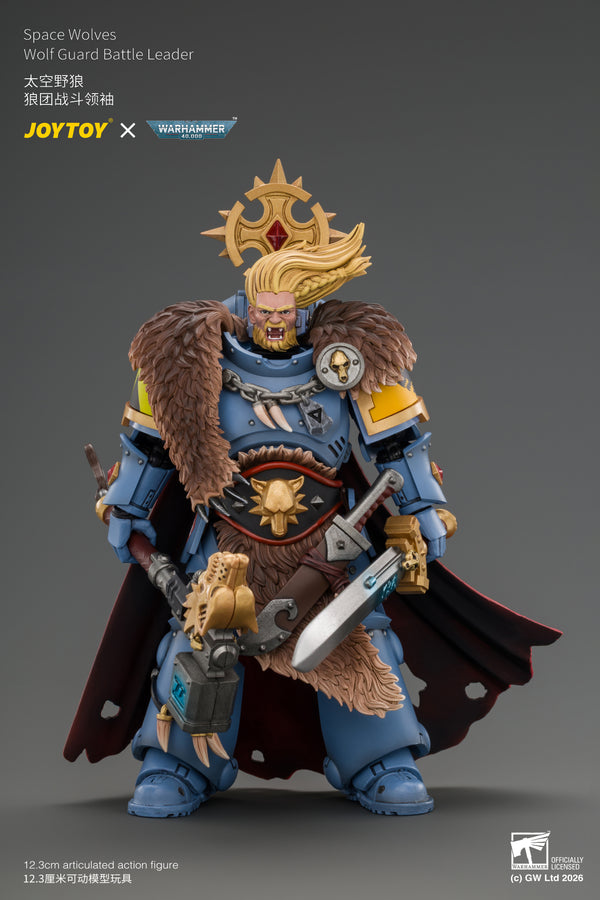 (Pre-Order) Warhammer 40k Space Wolves Wolf Guard Battle Leader with Master-crafted Power Weapon, Storm Shield, Thunder Hammer,Master-crafted Heavy Bolt Pistol, and Plasma Pistol